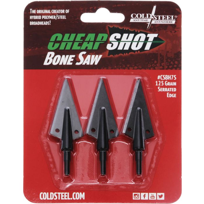 3 Pack Cold Steel Bone Saw Broadheads Serrated Edge Cheap Shot