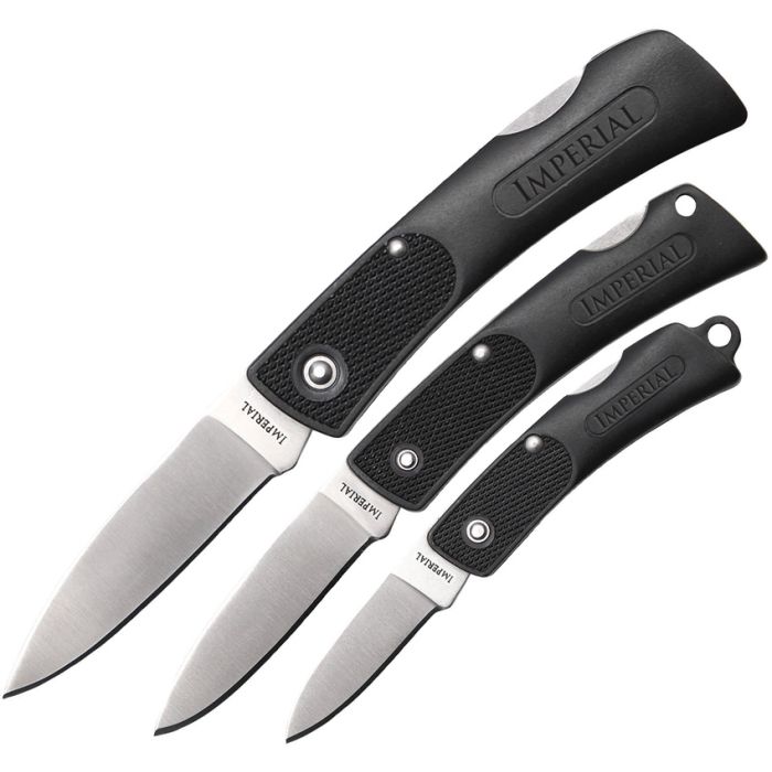 Imperial Schrade Black Lockback Folding Pocket Knife 3 Pc Combo Set - IMPCOM6CP