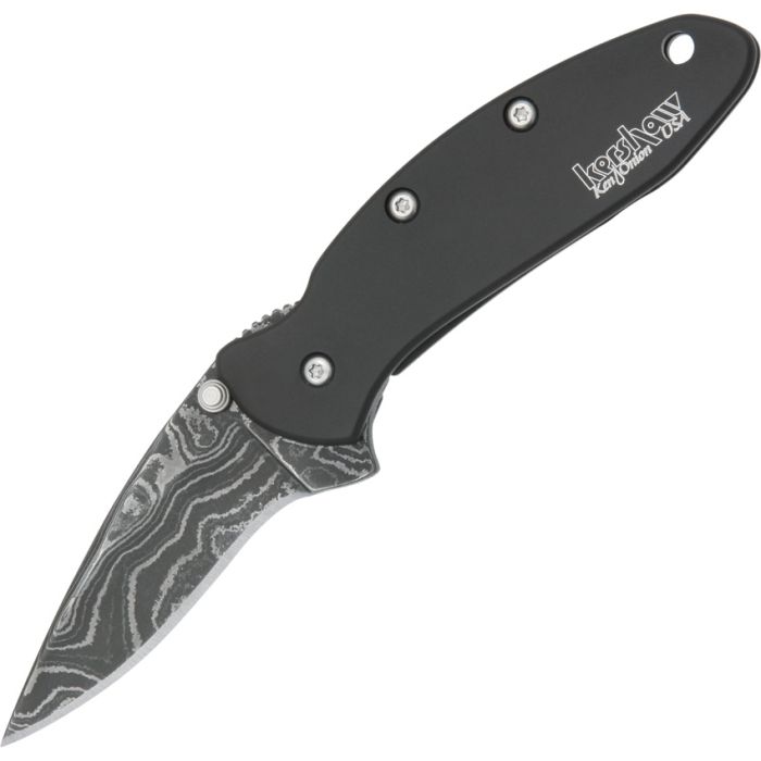 Kershaw Chive Frame A/O Folding Knife 2" Damascus Steel Blade Stainless Handle