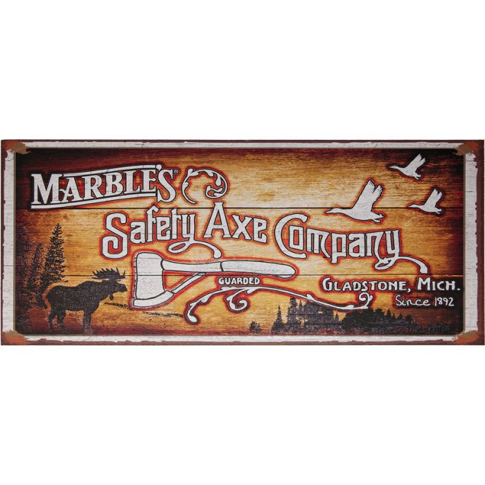 Marbles Décor Safety Axe Wood Sign Company Artwork 18" x 7.75"