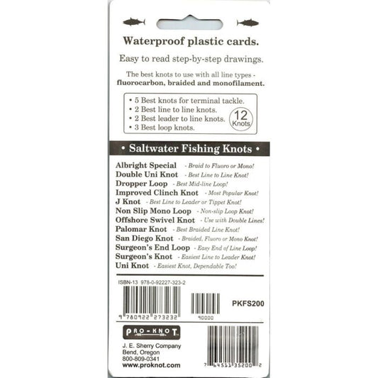 Pro-Knot Saltwater Fishing Knot Cards Attached With Grommet Waterproof Easy Info