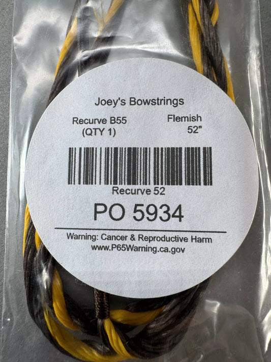 Joeys Bowstrings B55 Recurve Flemish Twist Bowstring 52" Yellow & Brown