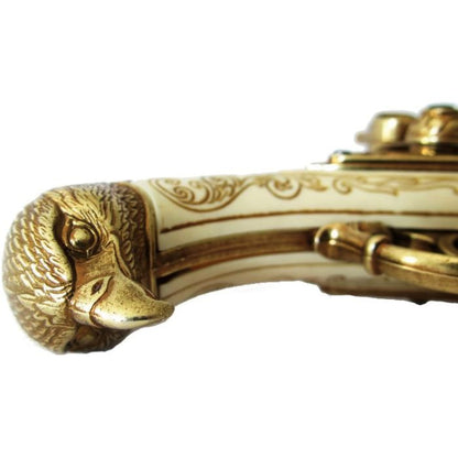 18th Century 2 Barrel French Eagle Head Flintlock Denix Replica Pistol
