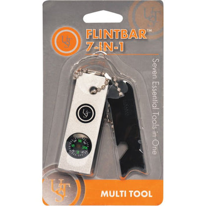 UST Flintbar 7-in-1 Tinder Scraper Compass Flint Striker Ruler Rescue Mirror
